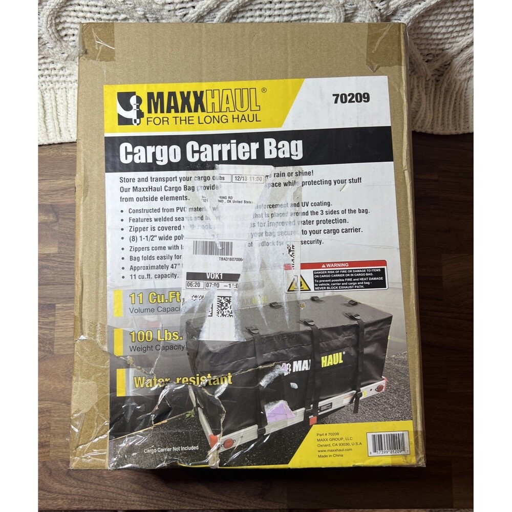 MaxxHaul 70209 Soft Shell Cargo Carrier Bag for Hitch Mount Cargo Rack - Heav...